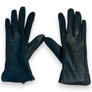 Black Genuine Leather Winter Gloves